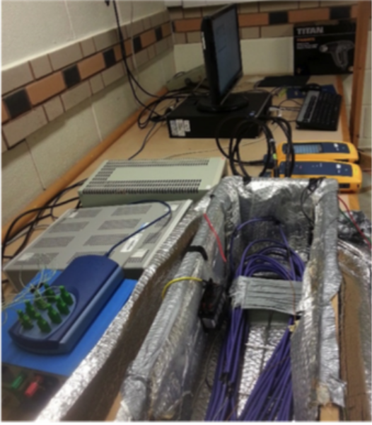 The lab setup included Fluke's DSX-5000 cable analysers and a 50m length of Cat 6 U/UTP that was subjected to thermal degradation inside a specially constructed heat chamber.
